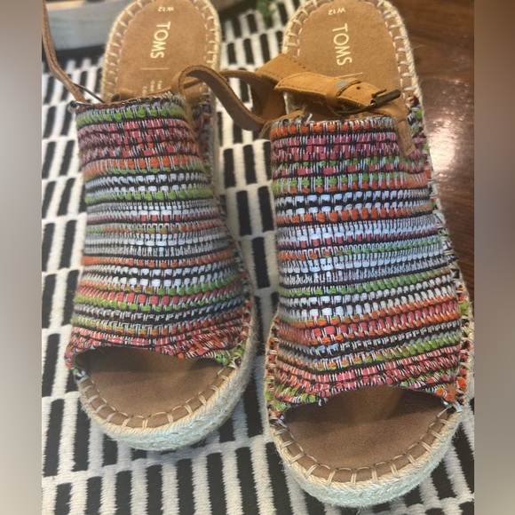 Toms Multicolor Woven Wedge Sandals Women’s Size 12 - Picture 7 of 7